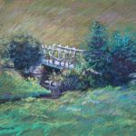 Bridge on McCourtie Park Sharon Sunday Pastel 9x12 $200